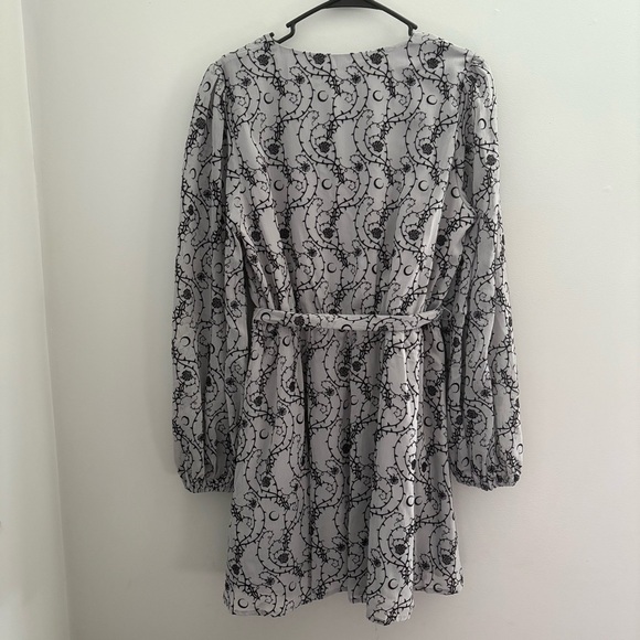 Rosethorn Flocked Velour Chiffon Faux Wrap Mini Dress Sz 10 – Romantic Velvet - Picture 7 of 8